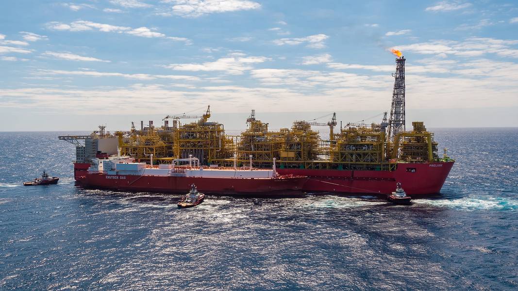 Die Prelude FLNG-Anlage, in der Valencia Knutsen nebeneinander liegt (Foto: Shell)