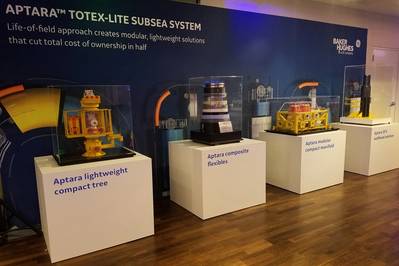 Baker Hughes, ein GE-Unternehmen, hat Anfang dieser Woche in Houston sein Subsea Connect-System vorgestellt. Ein wesentlicher Teil des Systems ist das Aptara TOTEX-lite Unterwassersystem. (Bildnachweis: Jennifer Pallanich)