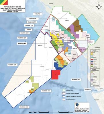 Blocos de petróleo e gás do Congo (Imagem: Ministério dos Hidrocarbonetos)