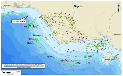 Campos petroleros de Nigeria que muestran el campo petrolífero Agbami en el que NNPC es un socio conjunto. (Imagen: Telci Engineering)