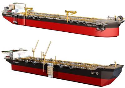 Los diseños MODEC NOAH (arriba) y M350 FPSO recientemente presentados (Imagen: MODEC)