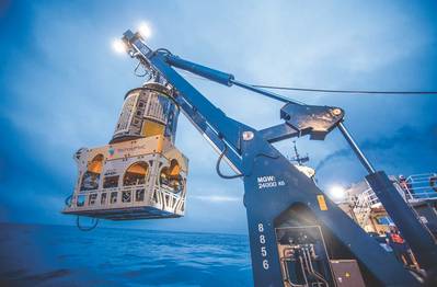 ROV-Umfragen: ein TechnipFMC-ROV während des Starts (Foto: TechnipFMC)