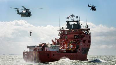 Soldados armados y altamente entrenados del cuerpo antiterrorista belga y la policía visitaron el Mercator de Esvagt (Foto: ESVAGT)