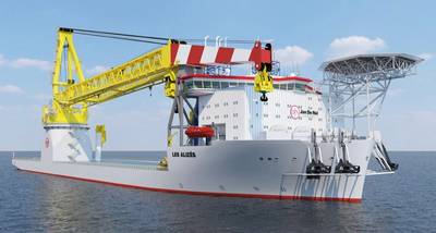 Wind, Öl und Gas: Ein Eindruck von Jan de Nuls Offshore-fähigem Neubaukranschiff Les Alizes (Bild: Jan de Nul)