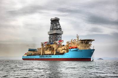 O navio-sonda Maersk Venturer, construído em 2014, permaneceu em Gana para completar o poço de produção Enyenra-14 da Tullow. (Foto: Maersk Drilling)