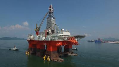 Компания Northern Drilling, владеющая двумя буровыми кораблями и двумя полузаправами (включая изображенную на фото), заказала третий буровой корабль для доставки к 1 кварталу 2021 года (Фото: Northern Drilling)