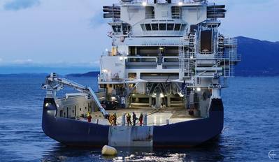 تسلمت Island Offshore سفينة Island Victory ، وهي سفينة تركيب بحرية جديدة ، في VARD Langsten اليوم. الصورة: الجزيرة البحرية / Droneinfo