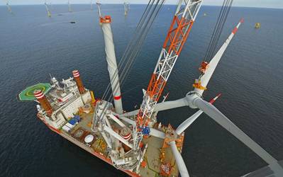 風力タービン設置船（写真：Fred Olsen Wind Carrier）