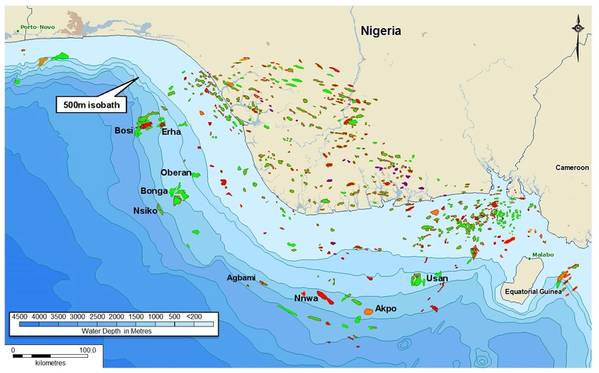 Campos petroleros de Nigeria que muestran el campo petrolífero Agbami en el que NNPC es un socio conjunto. (Imagen: Telci Engineering)