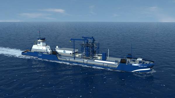 Imagem do arquivo: o navio ATBC LNG de Harvey-Gulf (Q-LNG) envolve uma carta com a Shell. IMAGEM: HGIM