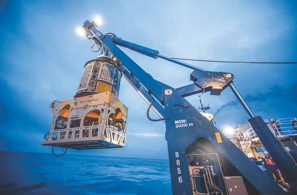 Pesquisas de ROV: um ROV TechnipFMC durante o lançamento (Foto: TechnipFMC)