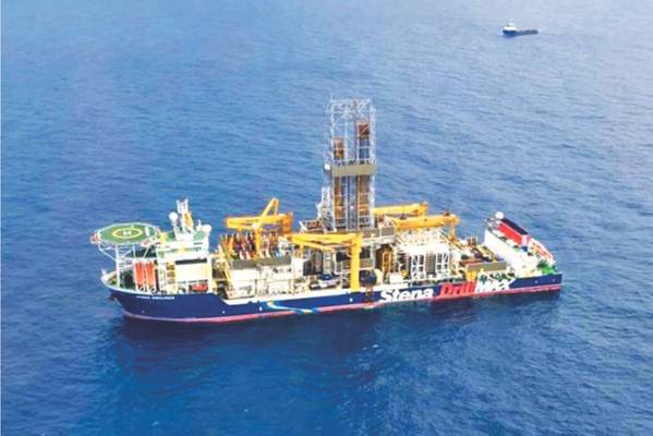 Stena DrillMAX no local de perfuração em Israel (Foto: Energean Oil & Gas)