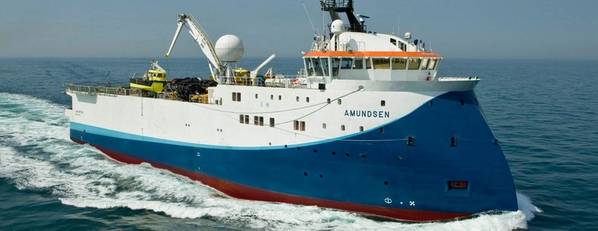 O navio Shearwater GeoServices Amundsen a ser implantado na Gâmbia. (Crédito: Shearwater)