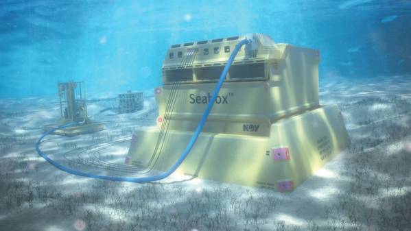 O sistema de tratamento de água submarina Seabox, localizado no fundo do mar. (Imagem: NOV)