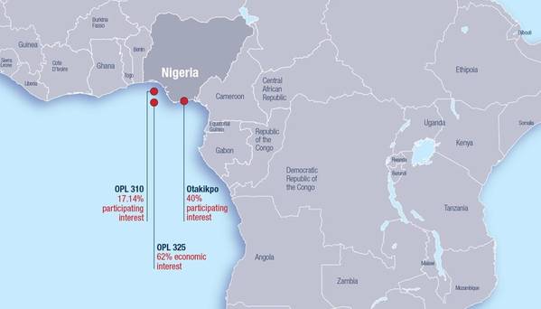 ナイジェリアのOPL310を示す地図。 （画像：LEKOIL）