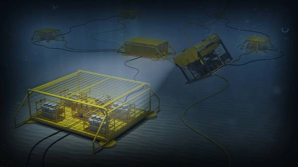 O novo sistema de tecnologia de distribuição e conversão de energia submarina desenvolvido pela ABB em parceria com a Equinor, Chevron e Total permitirá uma produção de petróleo e gás mais limpa, segura e sustentável. (Imagem: ABB)