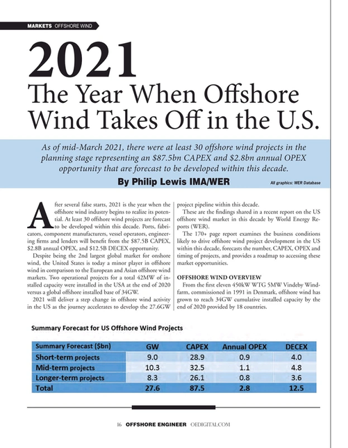 Offshore Engineer Magazine Cover Mar 2021 - Offshore Wind Outlook