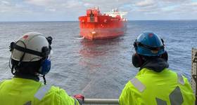 
The first cargo from Johan Castberg was loaded by the tanker Bodil Knutsen in May, shipping around 700,000 barrels to Spain (Credit: Equinor)
