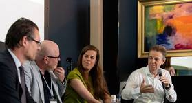 A panel session at The Heavy Lift Group’s gathering in The Hague. Image courtesy THLG