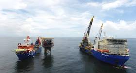 Installation of bpTT Angelin Platform (Credit: Shipbuilding and Repair Development Company of Trinidad and Tobago Limited)