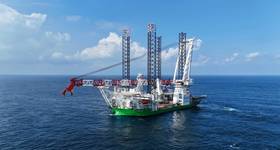 Wind turbine installation vessel Norse Wind (Credit: DEME)