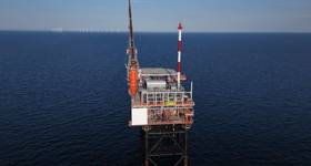 Platform N05-A with offshore wind farm Riffgat (Credit: ONE-Dyas)