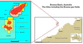 Location of the Browse gas fields and the titles (Credit: Inpex)