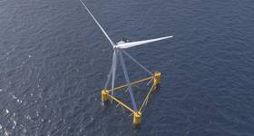 Rendering of X1 Wind's X100 8.5 MW floating wind platform to be deployed in PlemCat, Catalonia, Spain (Credit: X1 Wind)