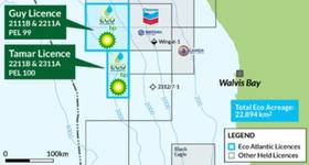 
Map of PEL97, PEL99, PEL100 in Walvis Basin, Offshore Namibia (Credit: Eco (Atlantic) Oil and Gas)