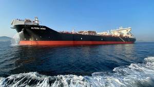 The 105,000dwt Altera Wind (now the Maran Wind), one of the former Altera shuttle tanker fleet taken over by the Angelicoussis conglomerate. (credit: Maran Shuttle Tankers).