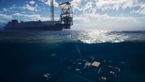 An artist’s illustration showing a floating production system with mooring spread (Credit: Sonardyne)