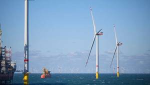 The He Dreiht offshore wind farm under construction (Credit: EnBW / Photographer: Rolf Otzipka)