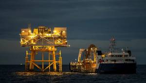 Enshore Subsea’s CMOS Installer installing Inch Cape’s second export cable (Credit: Inch Cape Offshore)