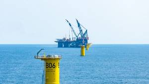 Foundations for Empire Wind installed in Summer 2025. Vessel pictured is the Thialf.
Image Thomas Sola ©Equinor