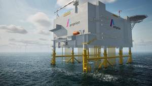 The high-capacity transmission hubs link offshore wind farms to the mainland grid (rendering) (Credit: Provided by Amprion)
