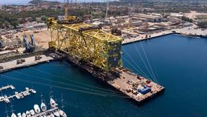 Jacket structure destined for the Neptun Deep gas development (Credit: Saipem)