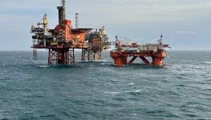 Prosafe's accomodation rig next to Captain field platform (Credit: Prosafe)