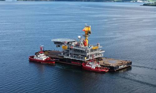 Hugin B Platform Topside En Route to North Sea Development