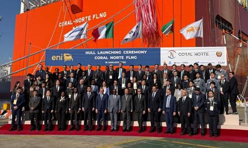 Eni Launches Hull for Coral North FLNG Offshore Mozambique