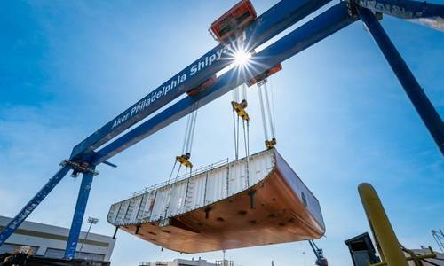 Philly Shipyard Lays Keel for Great Lakes' Subsea Rock Installation Vessel