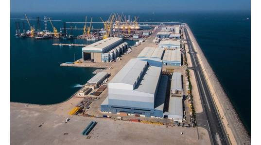 Aerial view of Erhama Bin Jaber Al Jalahma Shipyard in Qatar - Credit: Nakilat