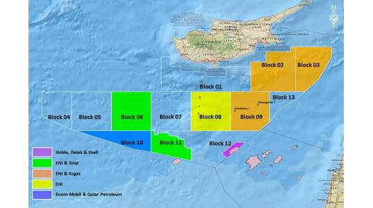 Aphrodite is located in block 12 of Cyprus’ exclusive economic zone (EEZ) - Credit: NewMed Energy