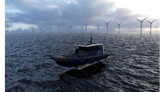 Artemis Technologies has revealed concept artwork of a crew transfer vessel (CTV) propelled by its transformative eFoiler (Image: Artemis Technologies)