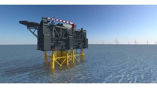 Artist’s impression of Sofia Wind Farm’s HVDC offshore converter platform