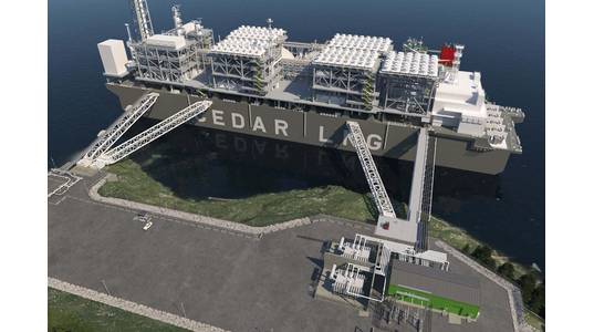 Artist’s Rendering of Cedar FLNG (Credit: Cedar LNG)
