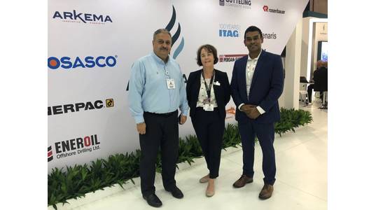 Bakri Tarmanini, Business Development Manager at Al Masaood Oil & Gas; Louise Ledgard, Director Business Development at BMT; and Suba Sivandran, Director of Capability & Strategy at BMT (Photo: BMT)