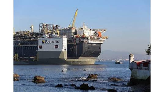 Boskalis heavy transportation vessel carrying an FPSO - Image Credit; Boskalis
