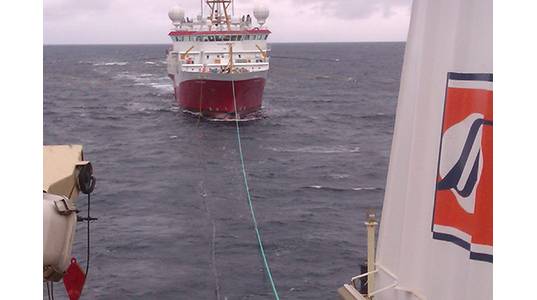 Buoyant: an EMGS survey vessel takes on fuel (Photo: EMGS)