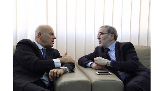 Eni CEO Claudio Descalzi (left) with NOC Chairman Mustafa Sanalla (Photo: NOC)