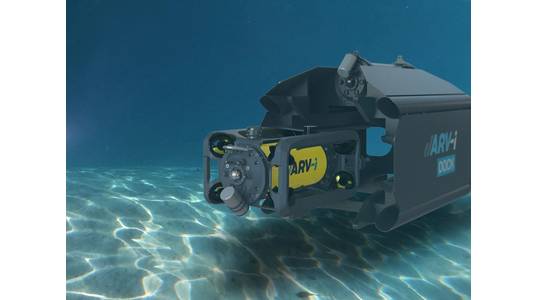 The ARV-i combines underwater vehicle, photography and robotics technology from Boxfish Research and underwater power and communications from Transmark Subsea. Image courtesy Boxfish & Transmark